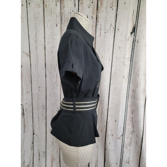 Siamo Black Double Breasted Short Sleeve Belted Jacket Women's 10 M EUC - Picture 4 of 9